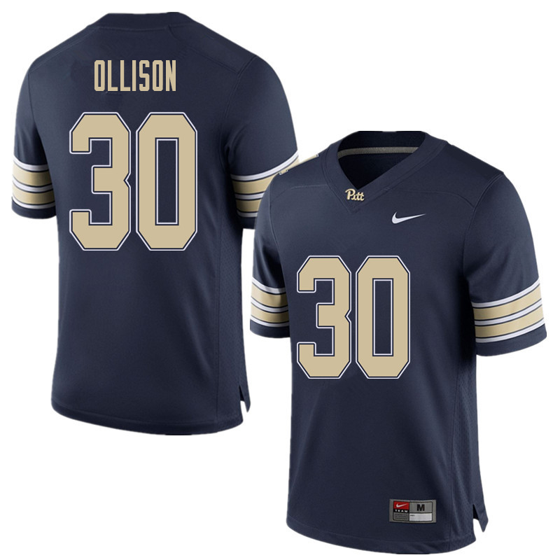 Men #30 Qadree Ollison Pittsburgh Panthers College Football Jerseys Sale-Home Blue